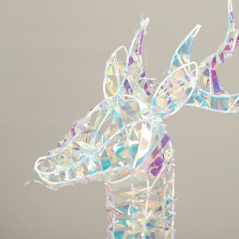 Outsunny 3-Piece Lighted Reindeer Family Set, Iridescent Outdoor Christmas Decoration, Deer Family with 8 Modes, Daily Timer