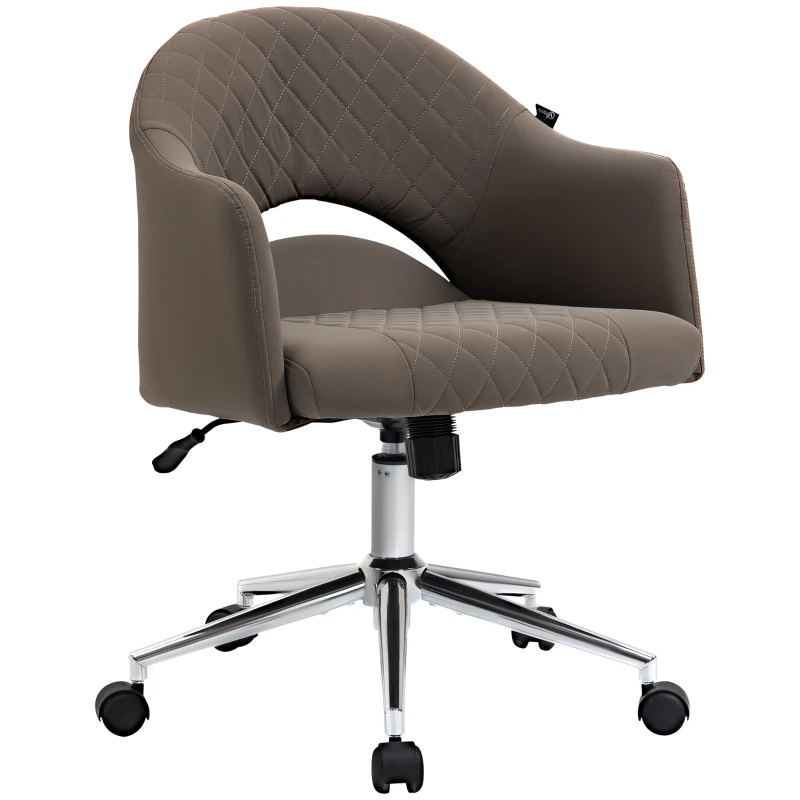 Vinsetto Mid Back Home Office Chair, Computer Desk Chair with Adjustable Height and Padded Seat, Brown
