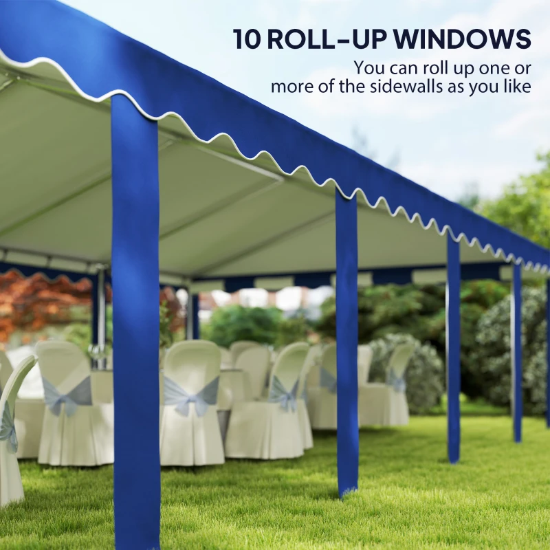 Outsunny 16.5' x 33' Large Party Tent, Heavy Duty Outdoor Canopy Tent with Removable Sidewalls, 10 Windows, Blue