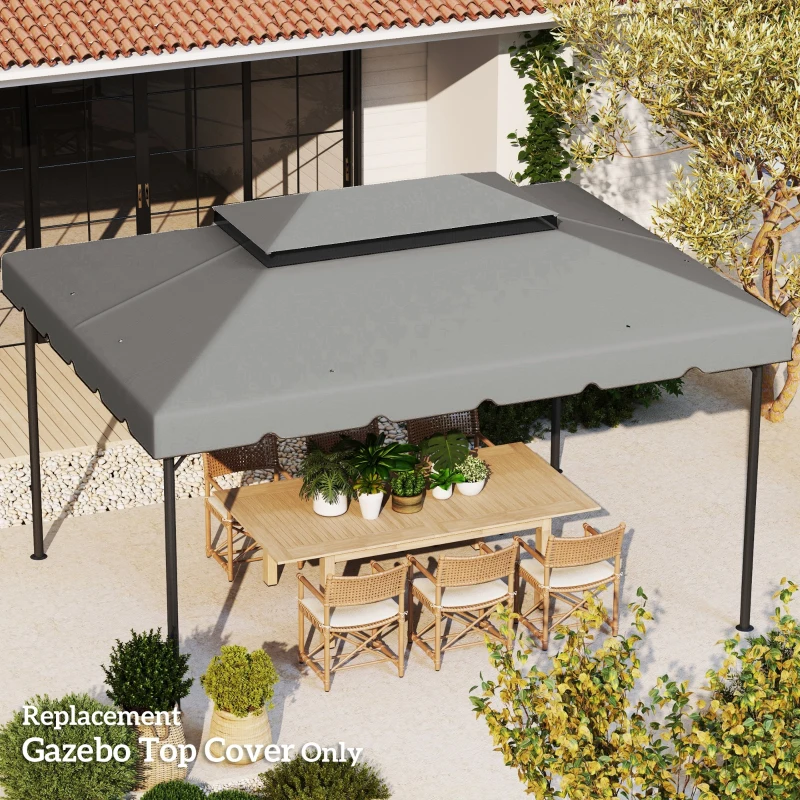 Outsunny 13' x 10' Gazebo Replacement Canopy, Gazebo Top Cover with Double Vented Roof for Garden Patio(TOP ONLY), Grey