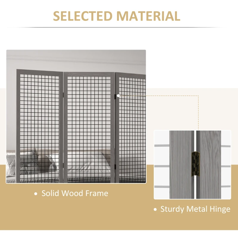 HOMCOM 4.7' 4 Panel Room Divider, Indoor Privacy Screens for Home, Distressed Gray