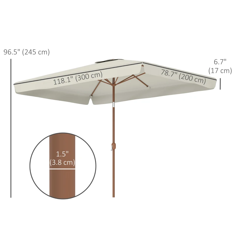 Outsunny Patio Umbrella 118.1" x 78.7" Outdoor Parasol UV50+ Protection in White