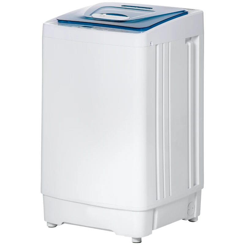 HOMCOM 2-In-1 Full Automatic Portable Washing Machine and Spin Dryer, 1.38Cu Ft Compact Laundry Washer with Wheels, Built-in Gravity Drain and 8 Programs for Apartment, Dorm, RVs, White
