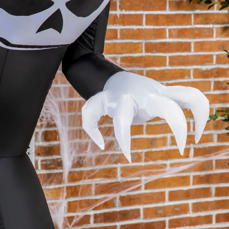 Outsunny 7ft Inflatable Halloween Ghost with Horns, Blow-Up Outdoor LED Yard Display with Flame Effect for Garden, Lawn, Yard, Party, Holiday