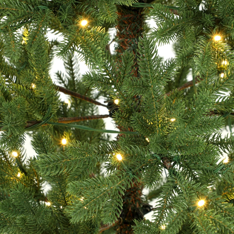 HOMCOM 7ft Prelit Sparse Christmas Tree with Downswept Hinges Warm White LED Lights, Green