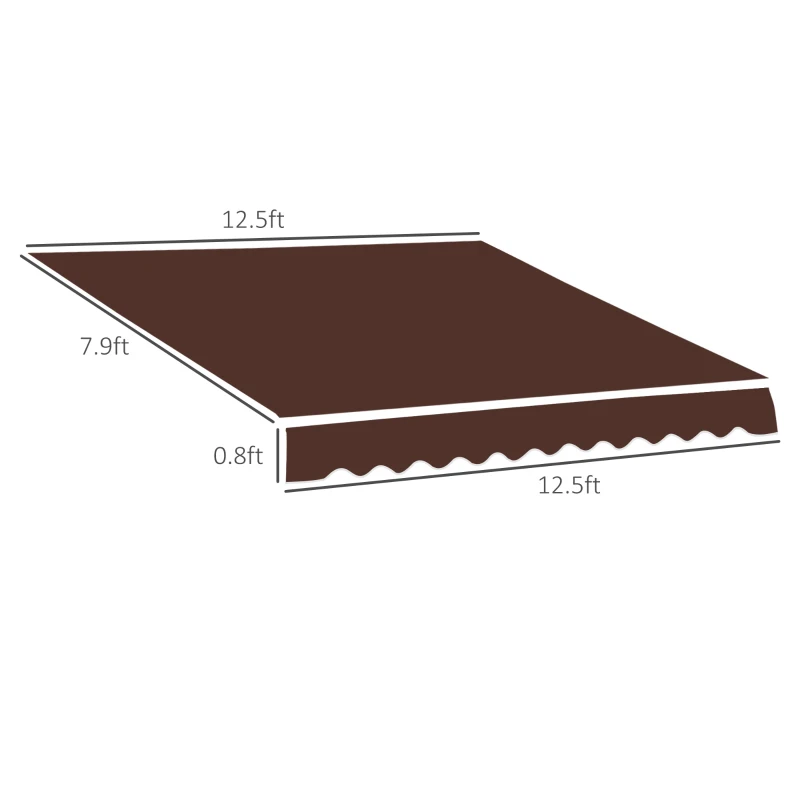 Outsunny Retractable Awning Fabric Replacement for 13' x 8' 840-151, Coffee