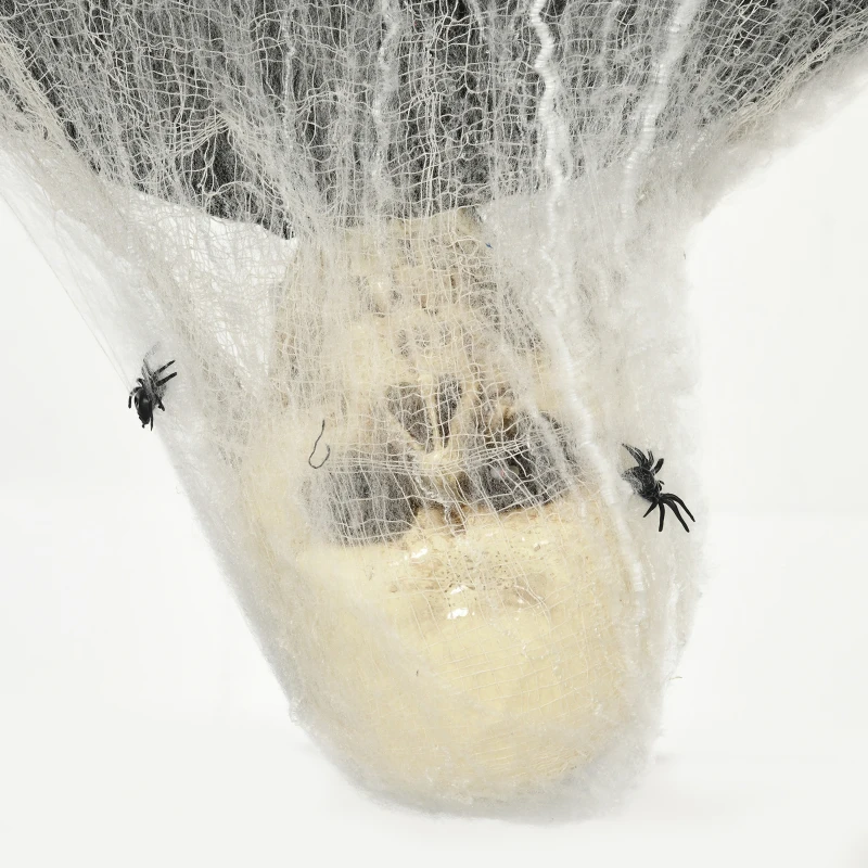 HOMCOM 55.9 Inch/4.7ft Life Size Outdoor Halloween Decoration Hanging Mummy with Spider Web, Animated Prop Decor with Sound and Motion Activated, Light Up Eyes, Creepy Sound