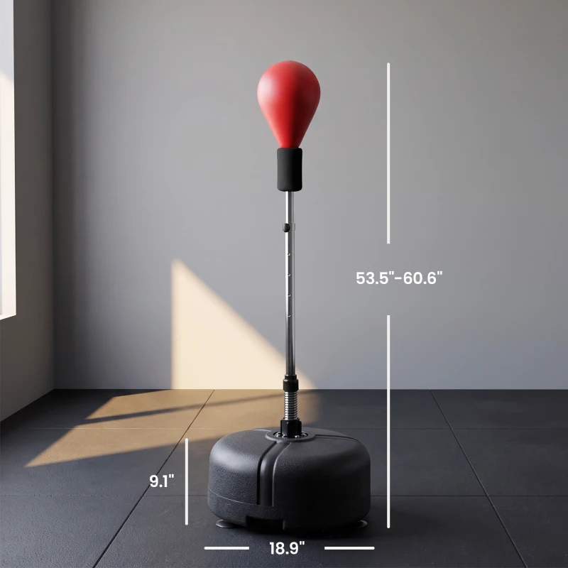 Soozier Free Standing Punching Bag with Stand and Boxing Gloves, Height Adjustable Boxing Bag Set, For Training, Exercise, Fitness & Stress Relief - Red