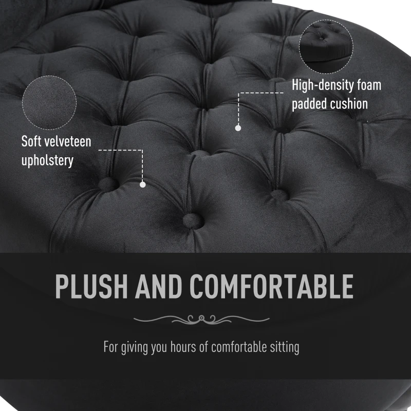 HOMCOM Retro High Back Armless Royal Accent Chair Fabric Upholstered Tufted Seat for Living Room, Dining Room and Bedroom, Black
