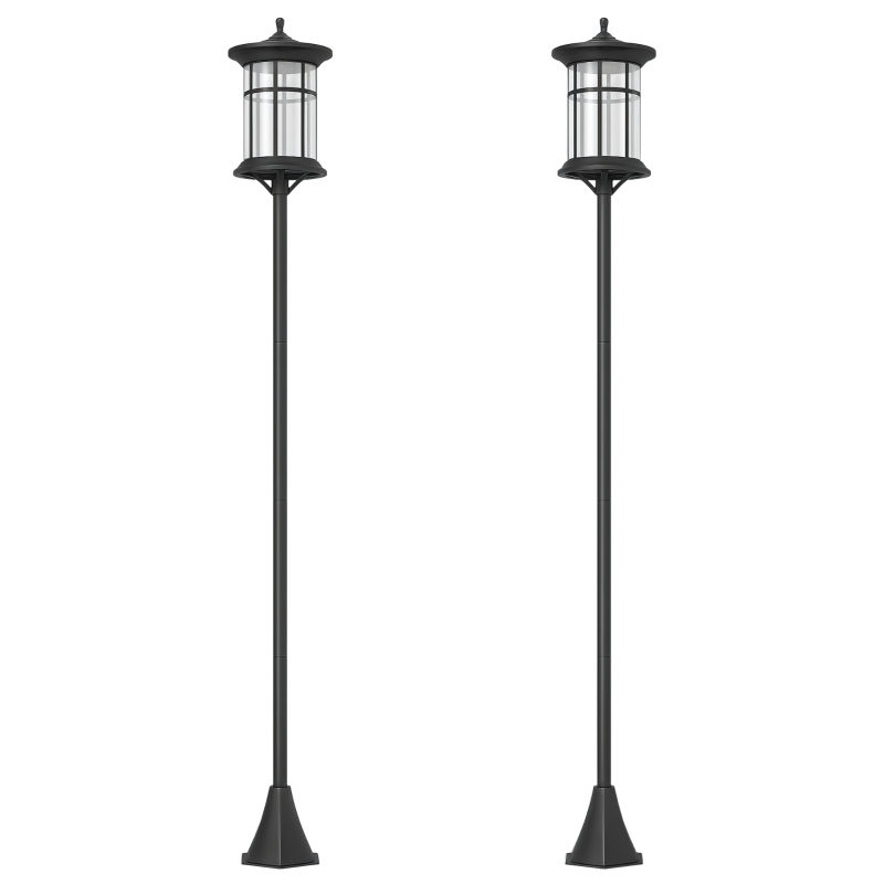 Outsunny 72" Solar Post Light, Cool White LED Outdoor Lamp, Waterproof IP44 for Patio, Garden, Backyard, Pathway, 2 Pack