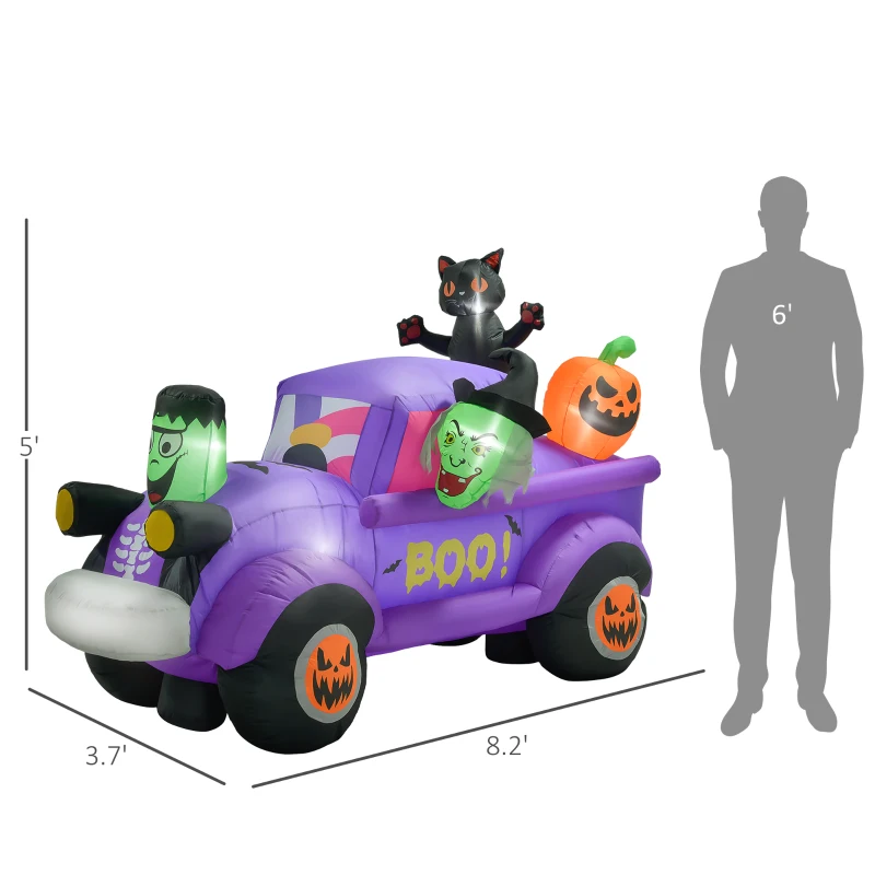 Outsunny 5ft Witch Driving Halloween Inflatable Truck, Blow Up LED  Display for Garden Indoor Outdoor