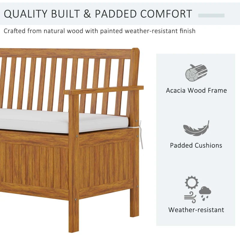 Outsunny 30 Gallon Storage Bench Deck Box with Zippered Padded Cushion Loveseat Perfect for Patio Garden Storage and Front Porch Decor