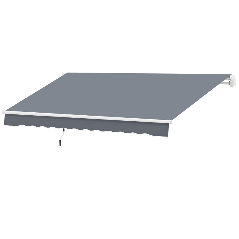 Outsunny 10' x 8' Manual Retractable Awning, Sunhade Shelter Canopy UV Protection for Window Door Patio Deck Yard, Dark Grey