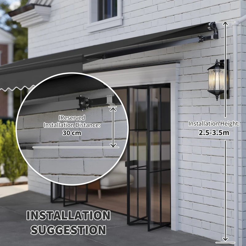 Outsunny 15' x 10' Electric Retractable Awning with Remote Controller, All Aluminum Frame Patio Awning, UV30+ Protection, Black