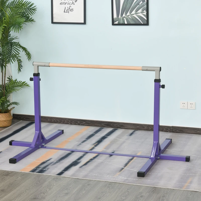 Soozier Professional Gymnastics Bar for Kids, Toddler Home Gymnastics Equipment with 13-level Adjustable Height, Purple