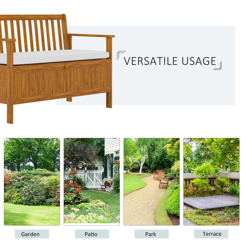 Outsunny 30 Gallon Storage Bench Deck Box with Zippered Padded Cushion Loveseat Perfect for Patio Garden Storage and Front Porch Decor
