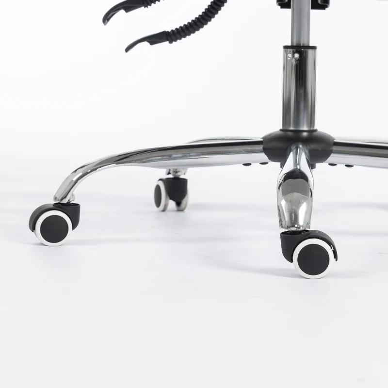 HOMCOM Criss Cross Chair with Wheels, Waterfall Armrests, Overstuffed Wide Office Chair with Footrest, Dark Grey