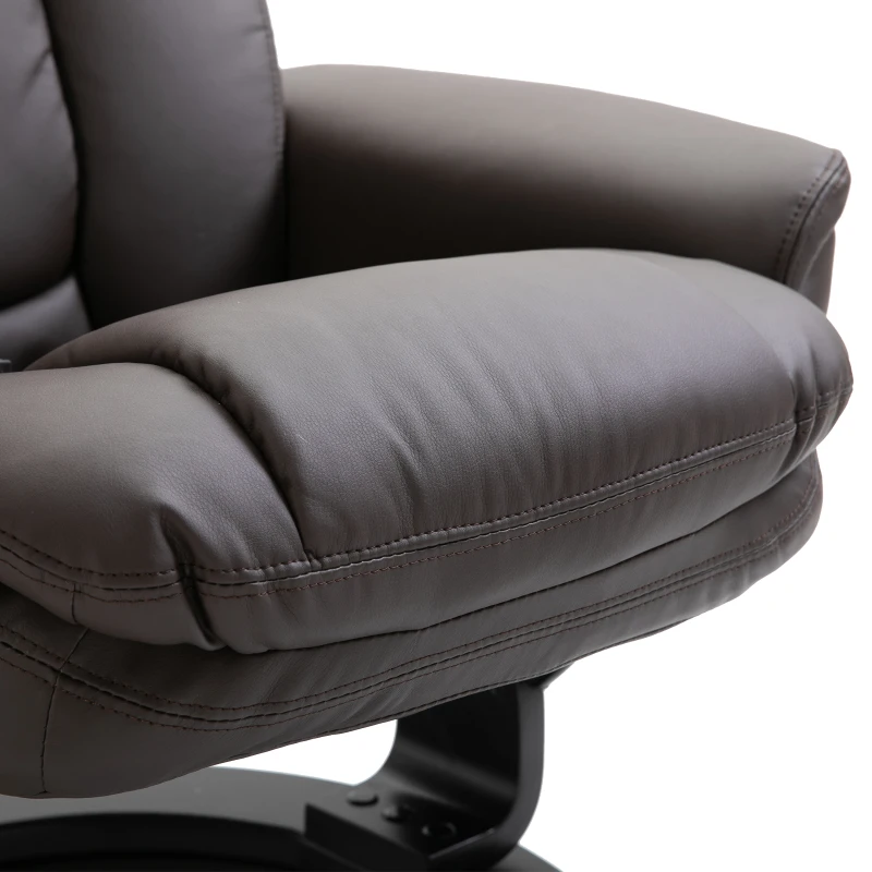 HOMCOM PU Leather Massage Sofa Recliner Chair with Ottoman Heated 10 Point Vibration Swiveling Armchair, Brown