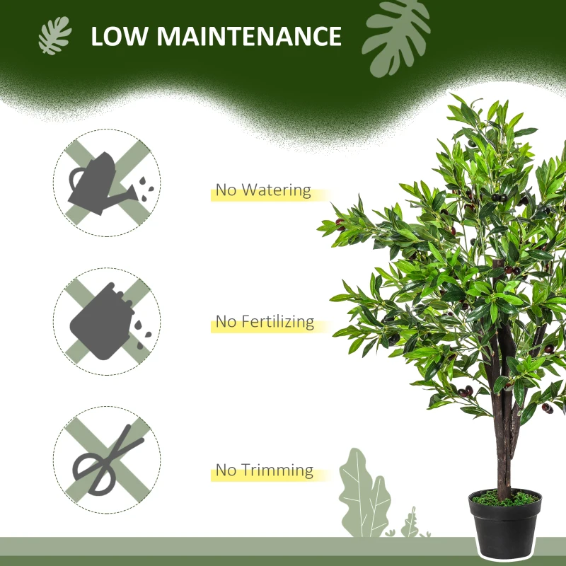 HOMCOM 4FT Artificial Olive Tree, Faux Decorative Plant in Nursery Pot for Indoor or   Décor, Green