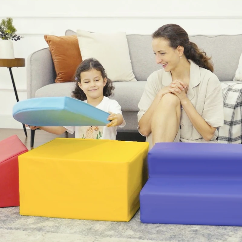 Qaba Foam Play Set for Toddlers and Children Crawling or Sliding, Multicolor