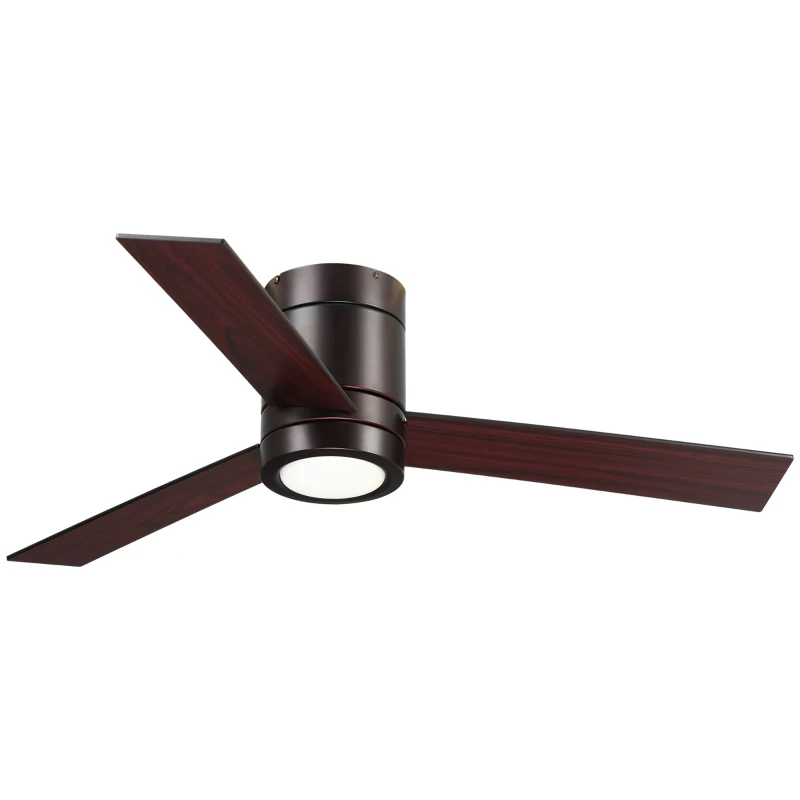 HOMCOM 44'' Mount Ceiling Fan with Light, Modern Indoor LED Lighting Fan with 3 Dual Finish Blades, Remote Control, for Bedroom, Living Room, Brown