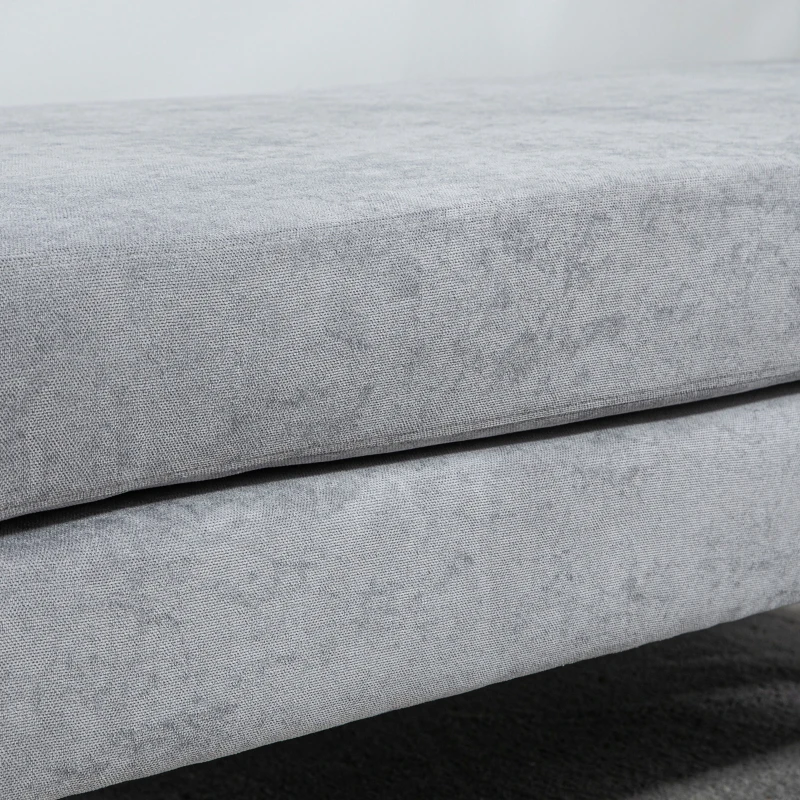 HOMCOM 48 Inches Upholstered Bedroom Bench, Modern End of Bed Bench with Double Layer Seat Cushions and Steel Legs, Light Gray