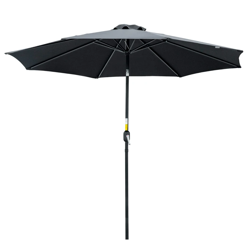 Outsunny 10' x 8' Round Market Umbrella, Patio Umbrella with Crank Handle and Tilt, Outdoor Parasol for Garden, Black