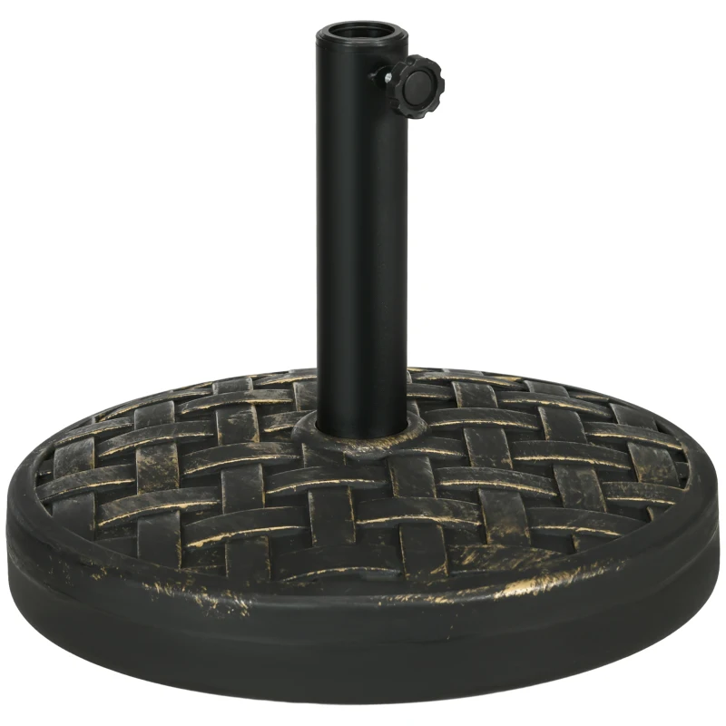 Outsunny 40lbs. Concrete Umbrella Base with Rattan Effect, Heavy Duty Parasol Stand for Outdoor Patio Umbrella, Bronze