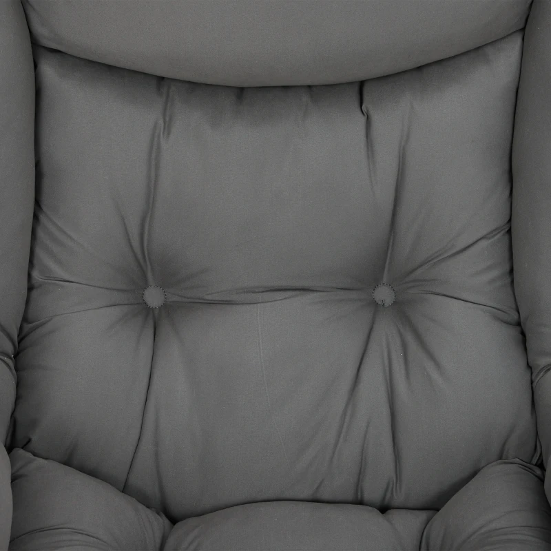 HOMCOM Lazy Chair with Ottoman, Peach Skin Fabric Reading Chair with Foldable Footstool, Plush Cushion, Tufted, Dark Grey