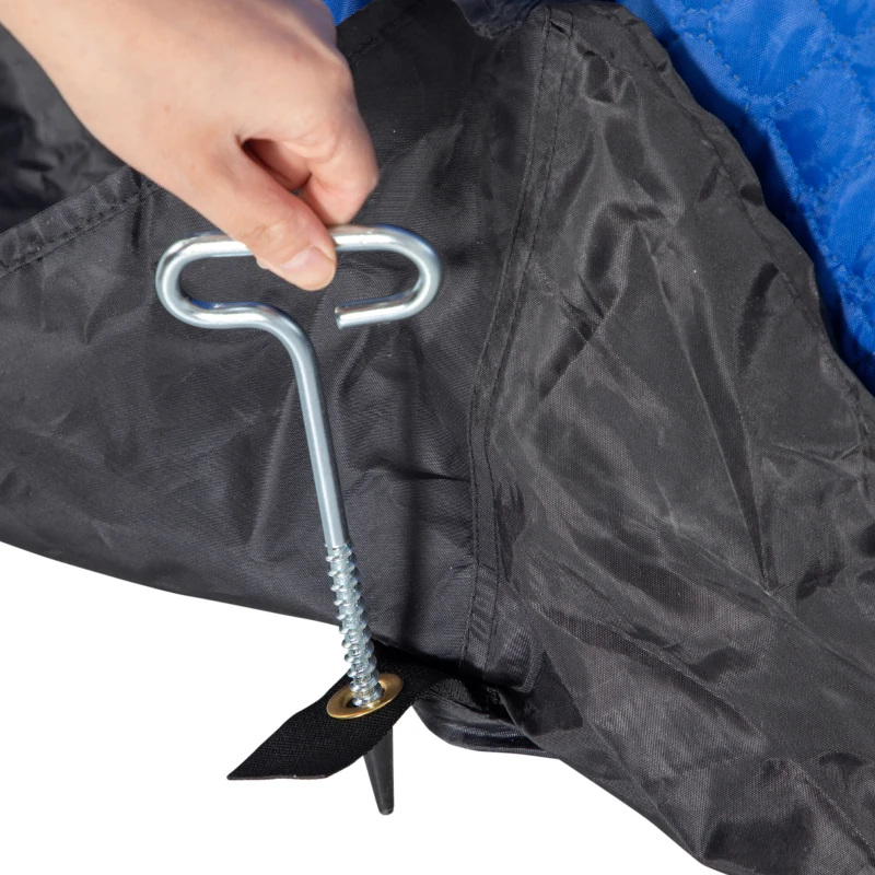 Outsunny 4 Person Insulated Pop-Up Ice Fishing Shelter, 360-Degree View, Portable Ice Fishing Tent Shanty with Carry Bag, Two Doors and Anchors for Low-Temp -22℉, Dark Blue