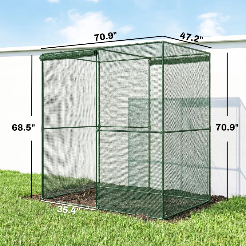 Outsunny 6' x 4' x 6' Crop Cage, Plant Protection Tent with Zippered Doors for Vegetable Garden, Backyard, Green
