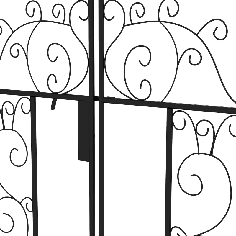 Outsunny 89.25" Metal Garden Arch with Gate, Garden Arbor Trellis for Climbing Plants, Roses, Vines, Wedding Arch, Black