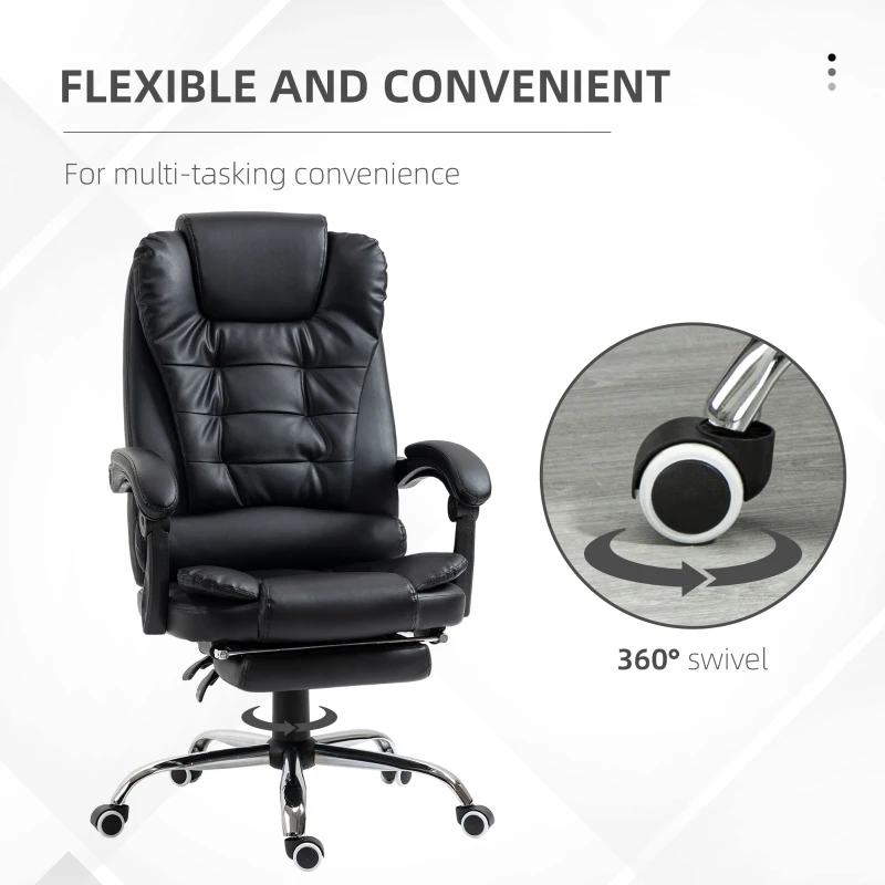 HOMCOM High Back Computer Office Chair with Footrest, Black