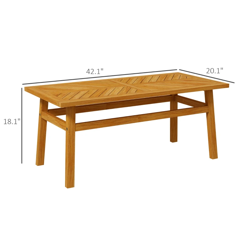 Outsunny Outdoor Coffee Table, Acacia Wood Rustic Patio Table for Garden, Backyard, Balcony, Deck, Natural Wood
