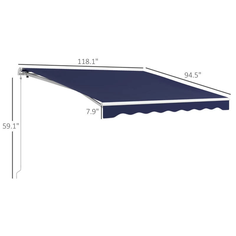 Outsunny 10' x 8' Retractable Awning, Electric Awning, UV Protection Sun Shade Shelter with Remote and Crank Handle, Dark Blue
