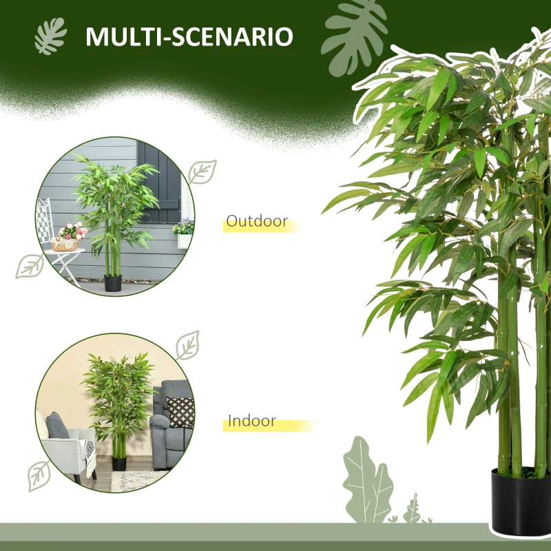 HOMCOM 4.6FT Artificial Bamboo Tree Faux Decorative Plant in Nursery Pot for Indoor Décor