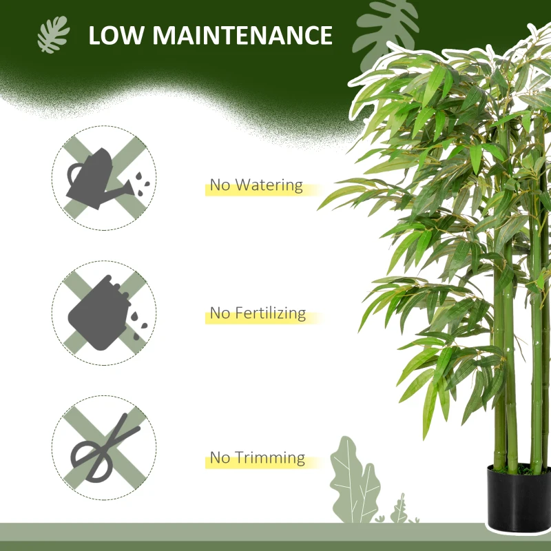 HOMCOM 4.6FT Artificial Bamboo Tree Faux Decorative Plant in Nursery Pot for Indoor Décor