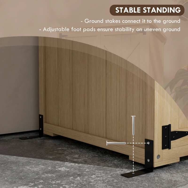 Outsunny Wooden Outdoor Storage Cabinet Garden Shed with Waterproof Asphalt Roof and Lockable Doors, Natural