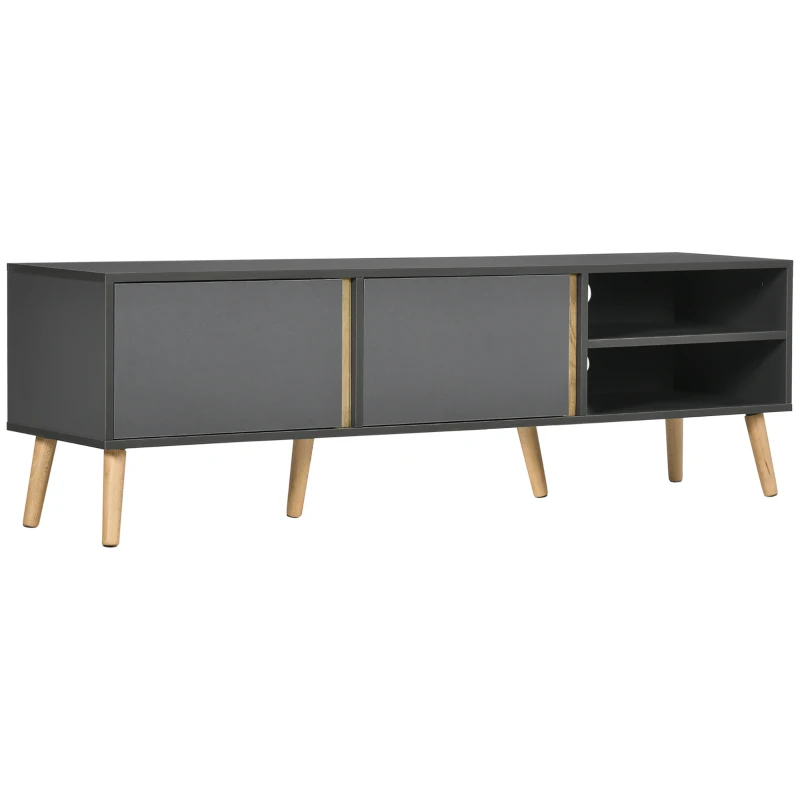HOMCOM TV Stand for TVs up to 55", TV Cabinet with Shelves and Cable Holes, Entertainment Unit for Living Room, Dark Grey