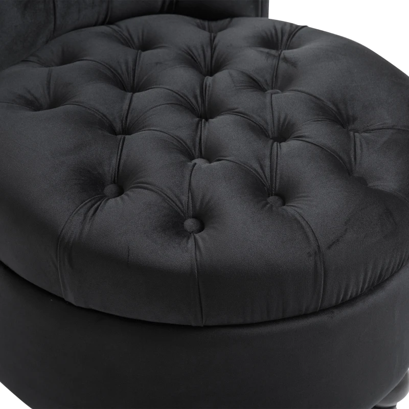 HOMCOM Retro High Back Armless Royal Accent Chair Fabric Upholstered Tufted Seat for Living Room, Dining Room and Bedroom, Black