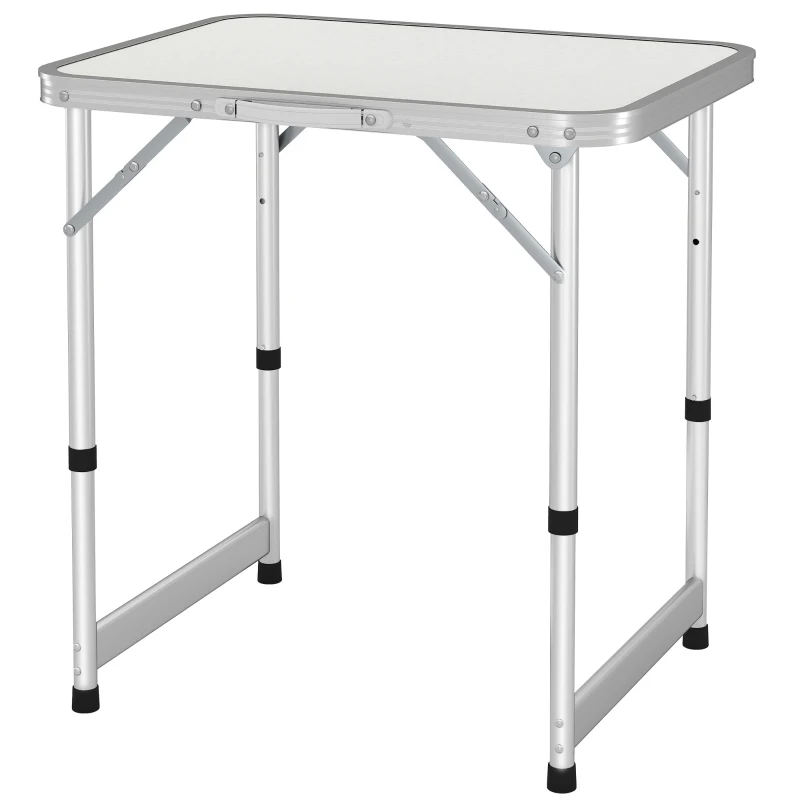 Outsunny Folding Adjustable Patio Picnic Table Portable Camping Dining Lunch Table Aluminum Frame Silver