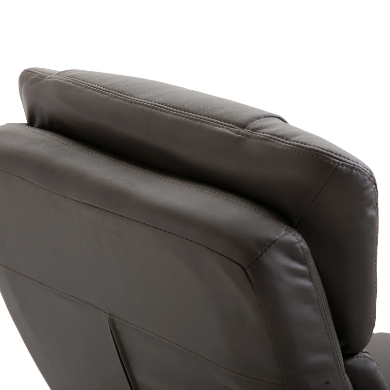 HOMCOM PU Leather Massage Sofa Recliner Chair with Ottoman Heated 10 Point Vibration Swiveling Armchair, Brown