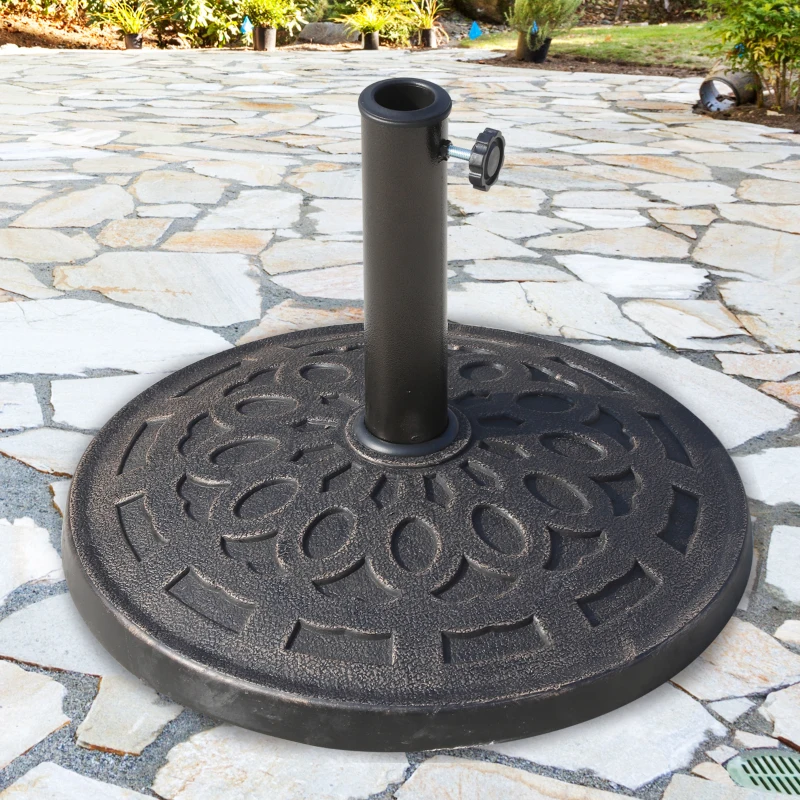 Outsunny 31 lb. Heavy Duty Patio Umbrella Base, Round Market Umbrella Base Holder for Outdoor, Garden, Backyard, Bronze