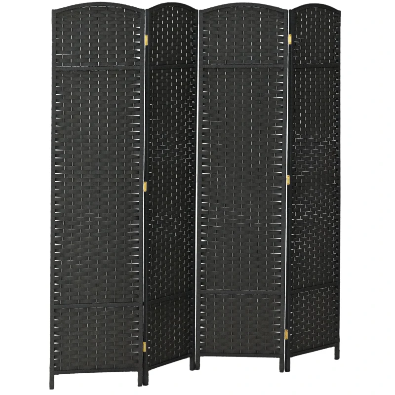 HOMCOM Folding Room Divider Screen 4 Panel 5.6 ' Tall Privacy Screen Freestanding Room Partition for Home Office, Black