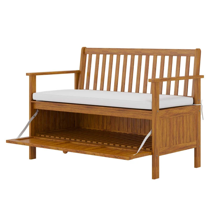 Outsunny 30 Gallon Storage Bench Deck Box with Zippered Padded Cushion Loveseat Perfect for Patio Garden Storage and Front Porch Decor