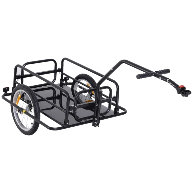 Aosom Folding Bicycle Cargo Trailer Utility Bike Cart Carrier Garden Patio Tool with Hitch Black