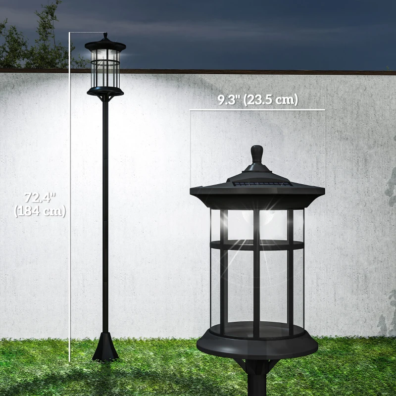 Outsunny 72" Solar Post Light, Cool White LED Outdoor Lamp, Waterproof IP44 for Patio, Garden, Backyard, Pathway, 2 Pack
