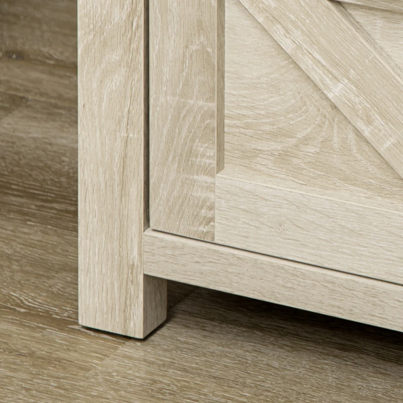 HOMCOM Farmhouse End Table, Side Table with Storage for Living Room, Oak