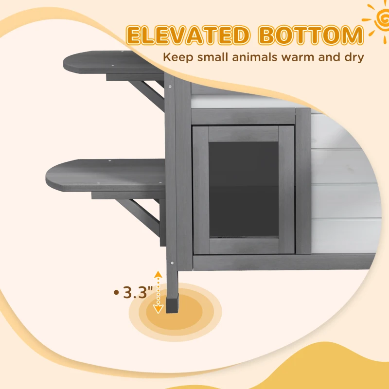 PawHut Wooden 2-Story Outdoor Cat House, Feral Cat Shelter Kitten Condo with Openable Asphalt Roof and 4 Platforms, White