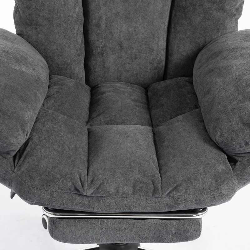 HOMCOM Criss Cross Chair with Wheels, Waterfall Armrests, Overstuffed Wide Office Chair with Footrest, Dark Grey